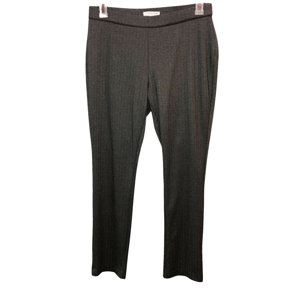 Coldwater Creek Women Size 14 Black Herringbone Natural Fit Dress Pants Trousers